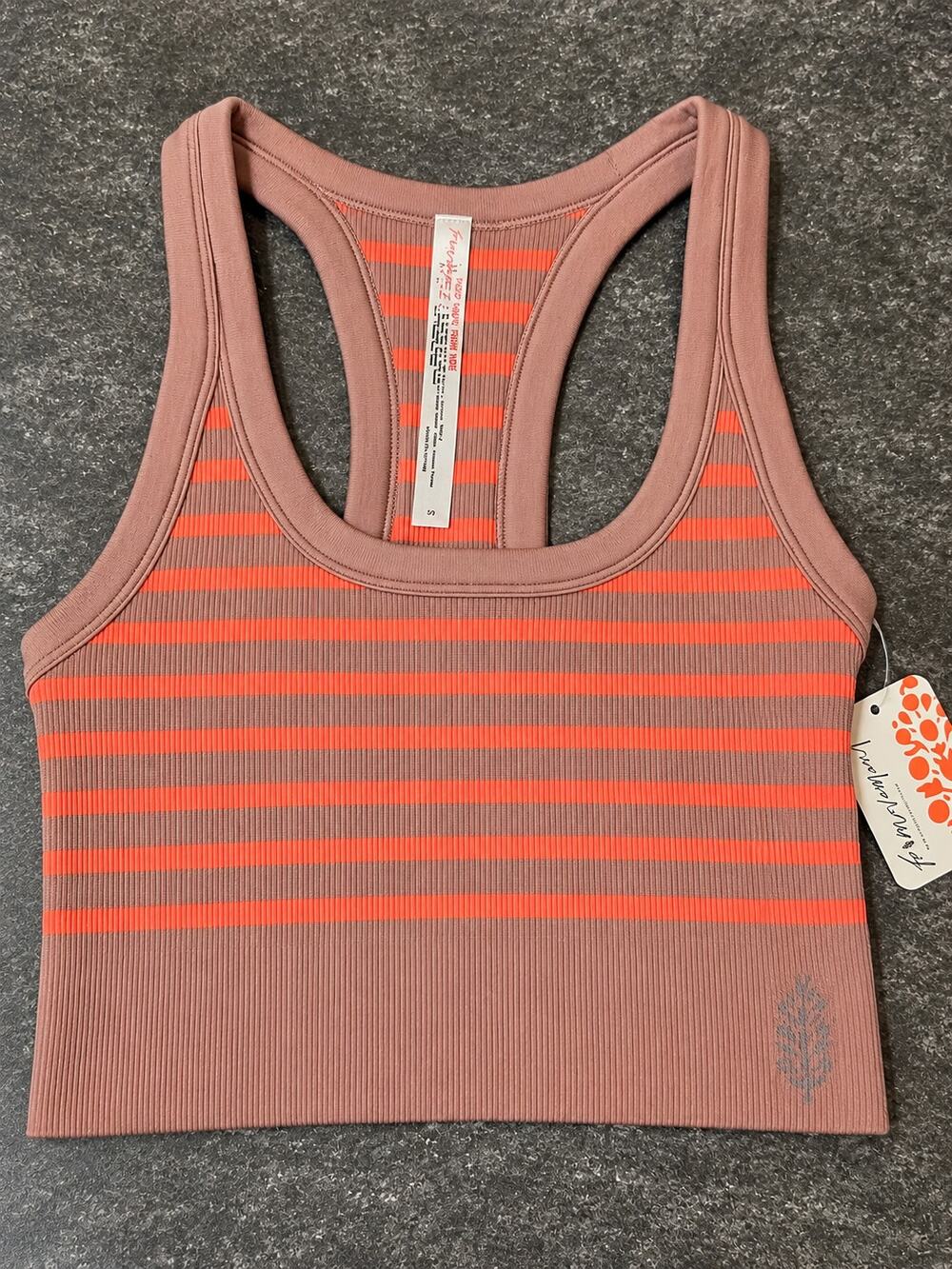 Free People Movement Sports Bra Small NWT Ribbed Striped Racerback Crop Top.